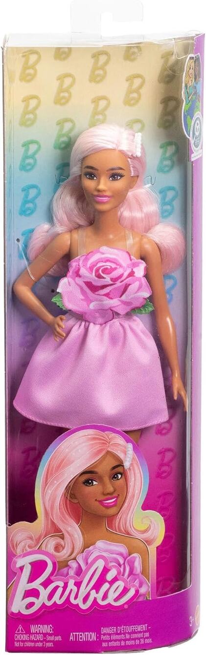 Barbie Fashionistas Doll #238 Pastel Pink Hair Strapless Dress Rose Bodice NIB